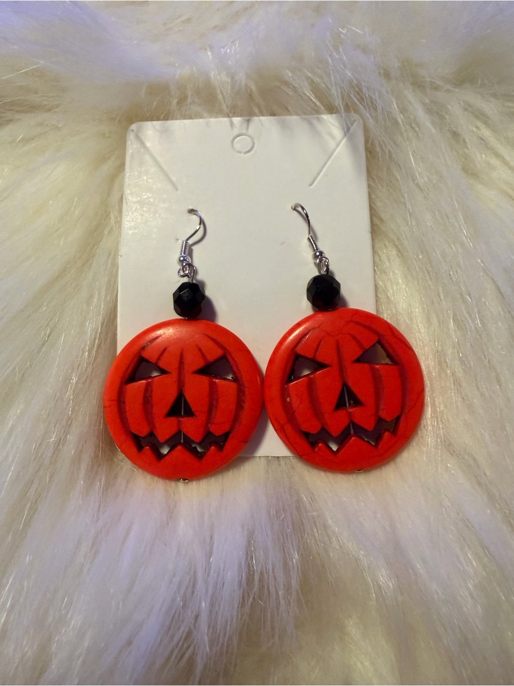 Handmade Halloween Pumpkin Dangle Earrings - Orange
